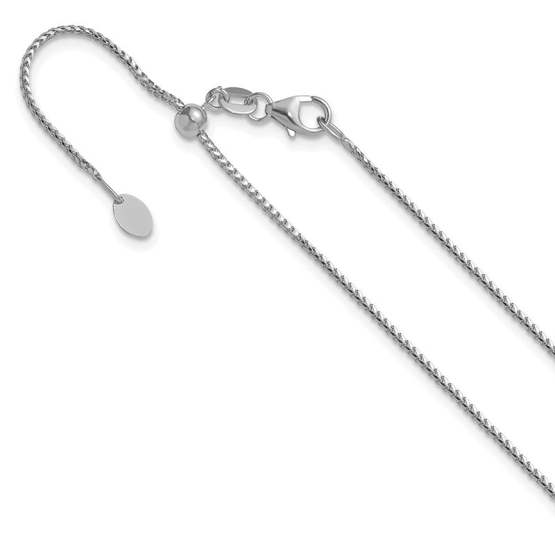26 Inch 14K White Gold Adjustable 1.1mm Franco Chain Necklace