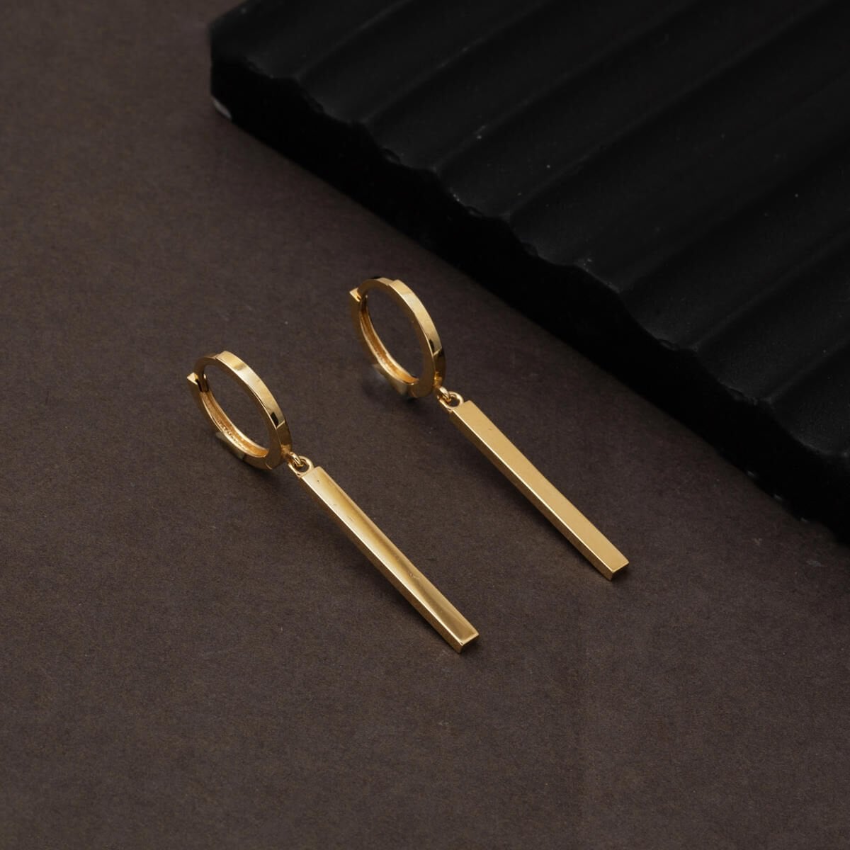 14K Yellow Gold Dangle Bar Earrings