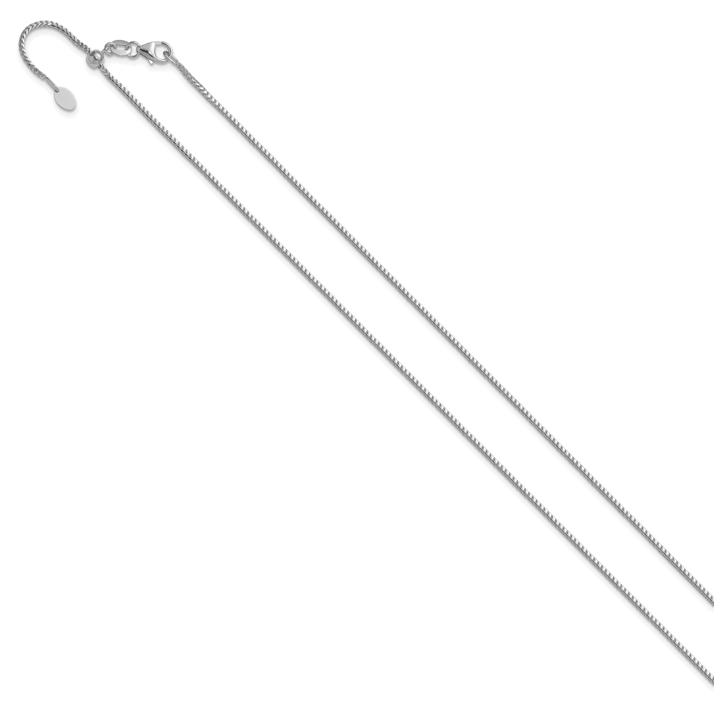 22 Inch 14K White Gold Adjustable 1.25mm Franco Chain Necklace