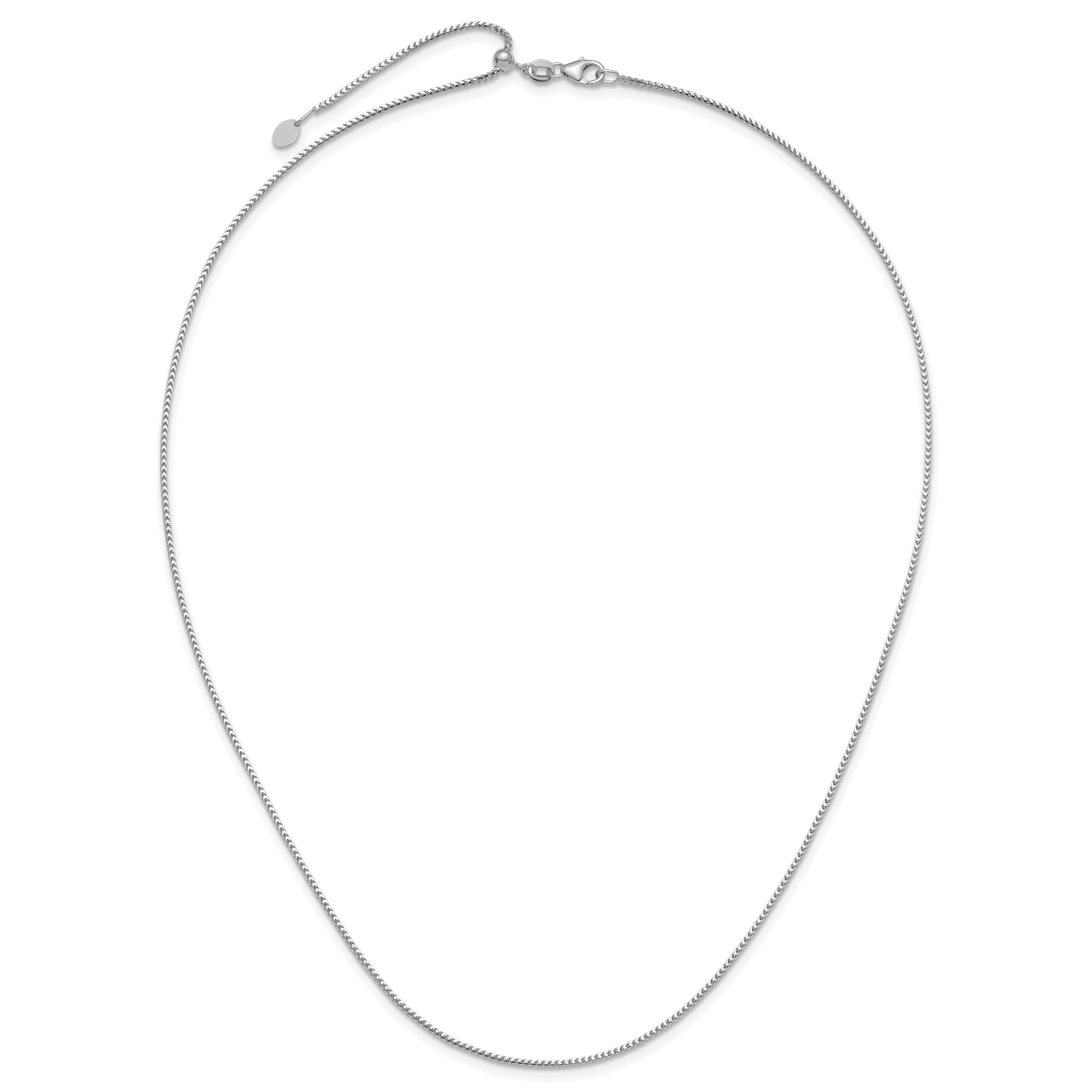 22 Inch 14K White Gold Adjustable 1.25mm Franco Chain Necklace
