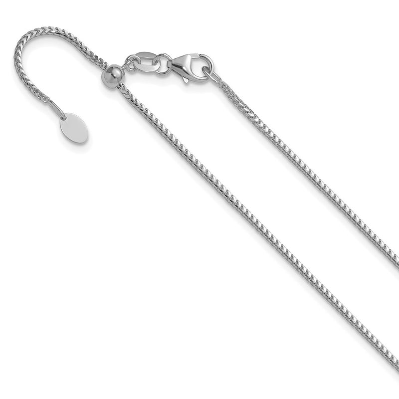26 Inch 14K White Gold Adjustable 1.25mm Franco Chain Necklace