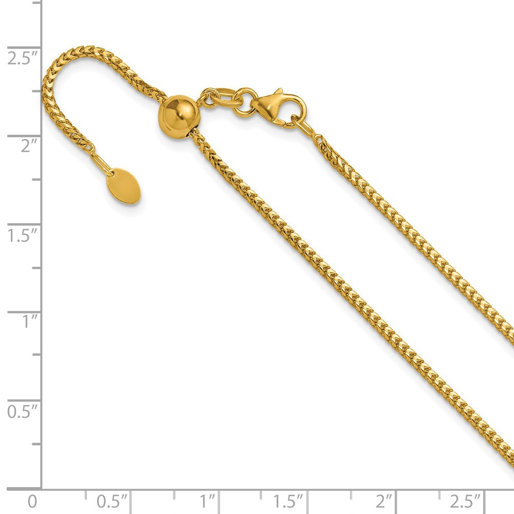 26 Inch 14K Yellow Gold Adjustable 1.5mm Franco Chain Necklace