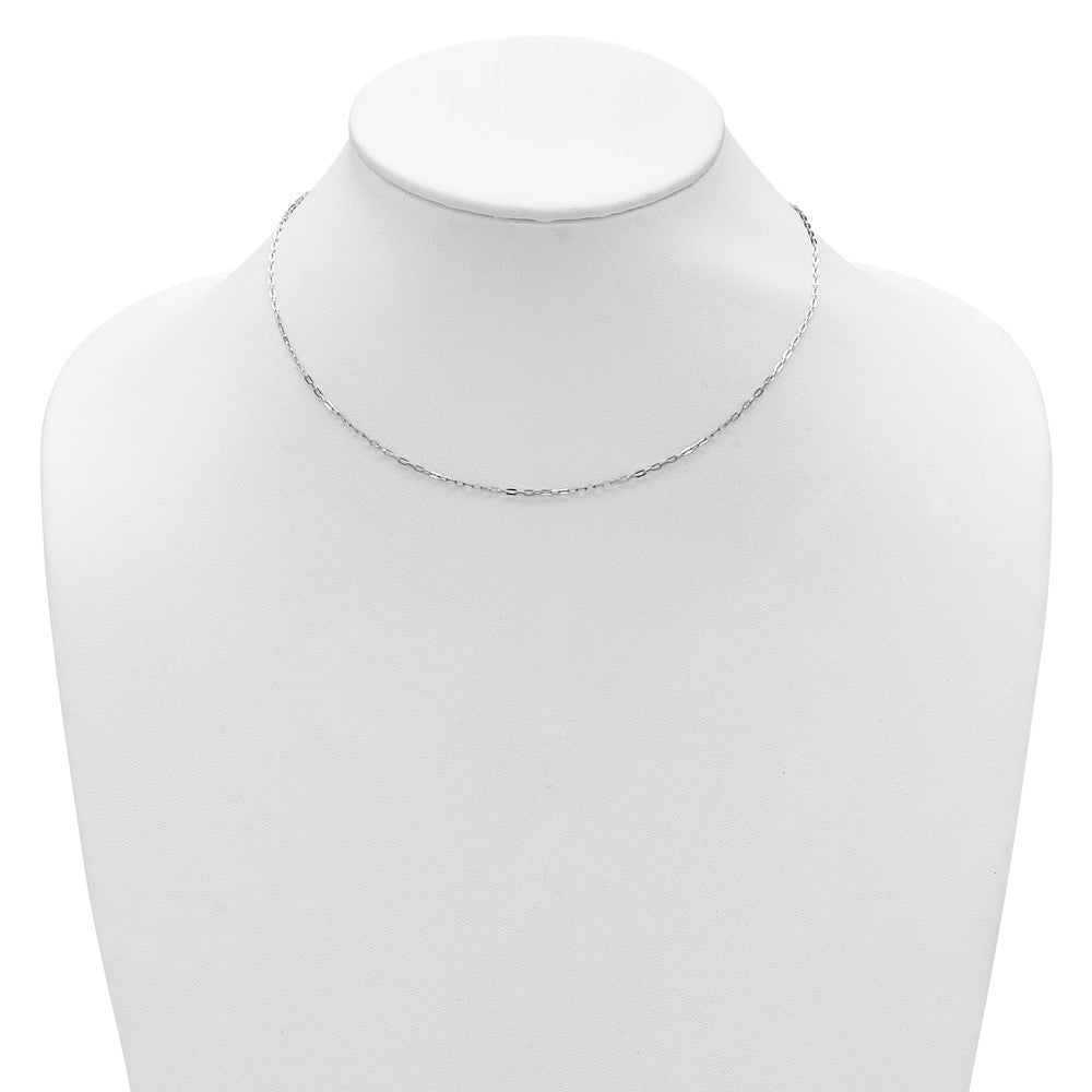 18 Inch 14K White Gold 1.3mm Flat Cable 1In+1In Adjustable Chain Necklace