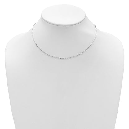 18 Inch 14K White Gold 1.3mm Flat Cable 1In+1In Adjustable Chain Necklace