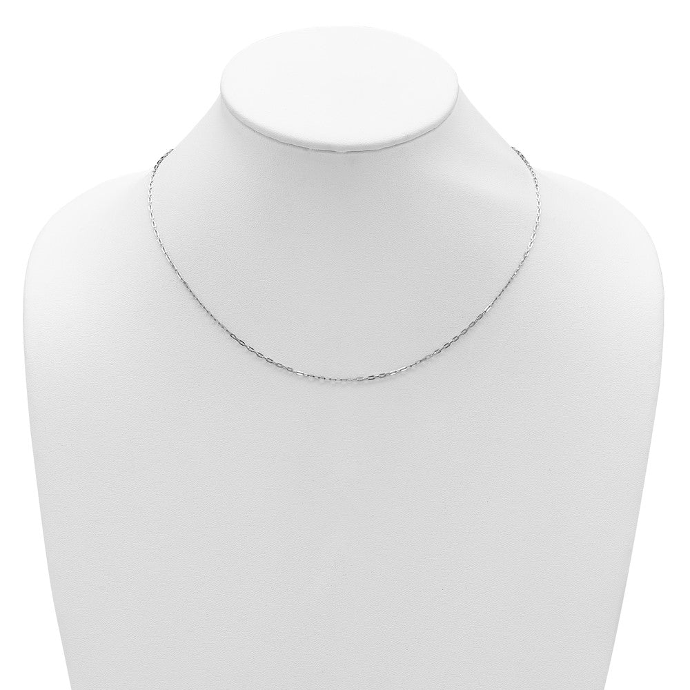 18 Inch 14K White Gold 1.3mm Flat Cable 1In+1In Adjustable Chain Necklace