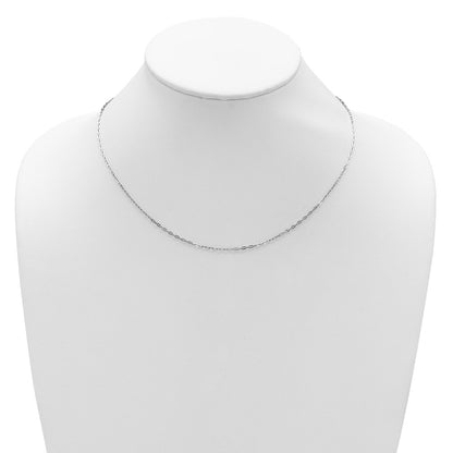18 Inch 14K White Gold 1.3mm Flat Cable 1In+1In Adjustable Chain Necklace