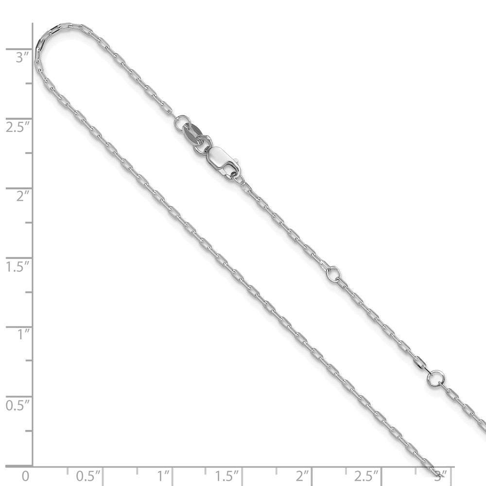 18 Inch 14K White Gold 1.3mm Flat Cable 1In+1In Adjustable Chain Necklace