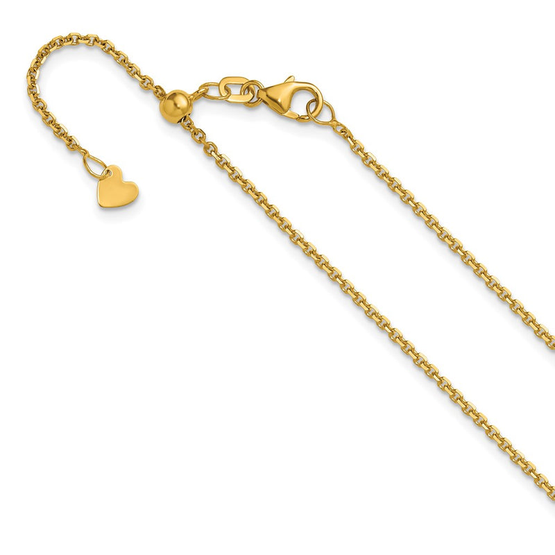 22 Inch 14K Yellow Gold Adjustable 1.4mm D/C Cable Chain Necklace