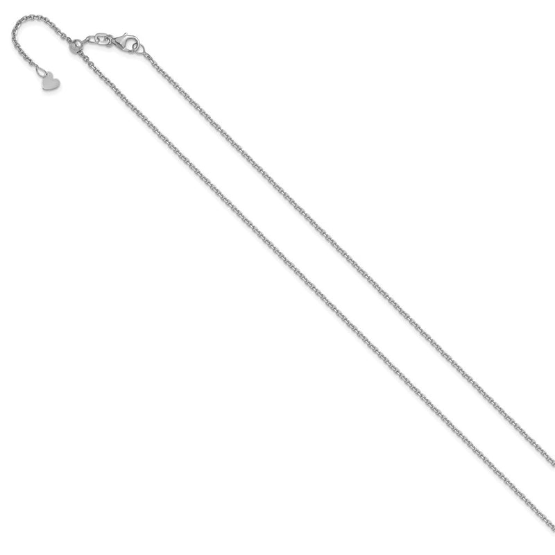 22 Inch 14K White Gold Adjustable 1.4mm D/C Cable Chain Necklace