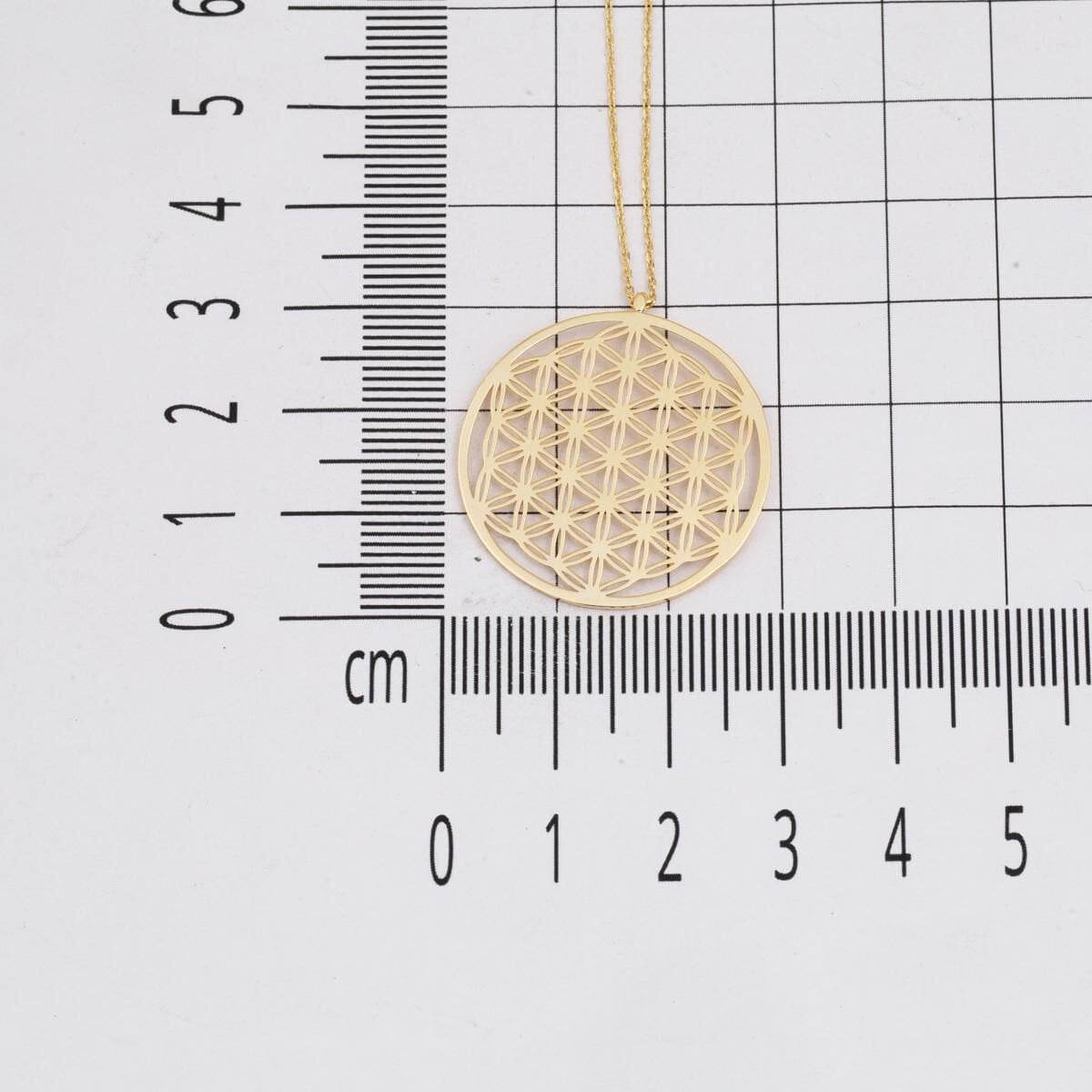 14K Yellow Gold Kazaziye Flower of Life Cubic Zirconia Necklace