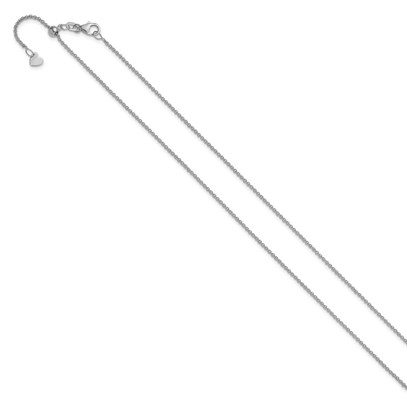 22 Inch 14K White Gold Adjustable 1.4mm Round Cable Chain Necklace