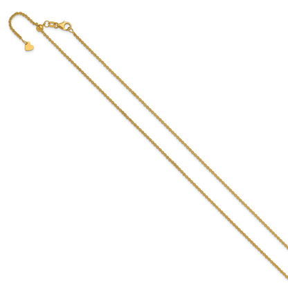 22 Inch 14K Yellow Gold Adjustable 1.65mm Round Cable Chain Necklace