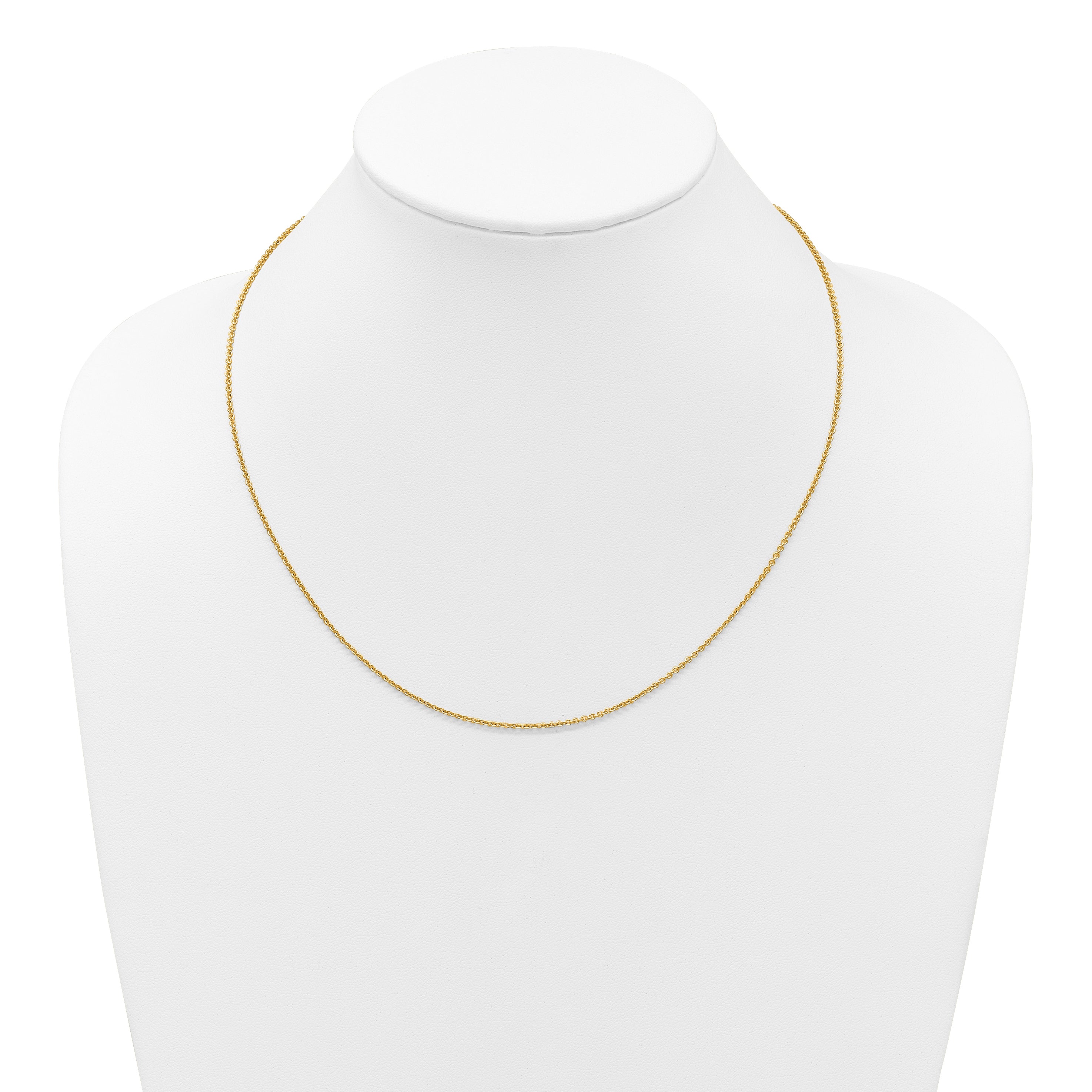 22 Inch 14K Yellow Gold Adjustable 1.65mm Round Cable Chain Necklace