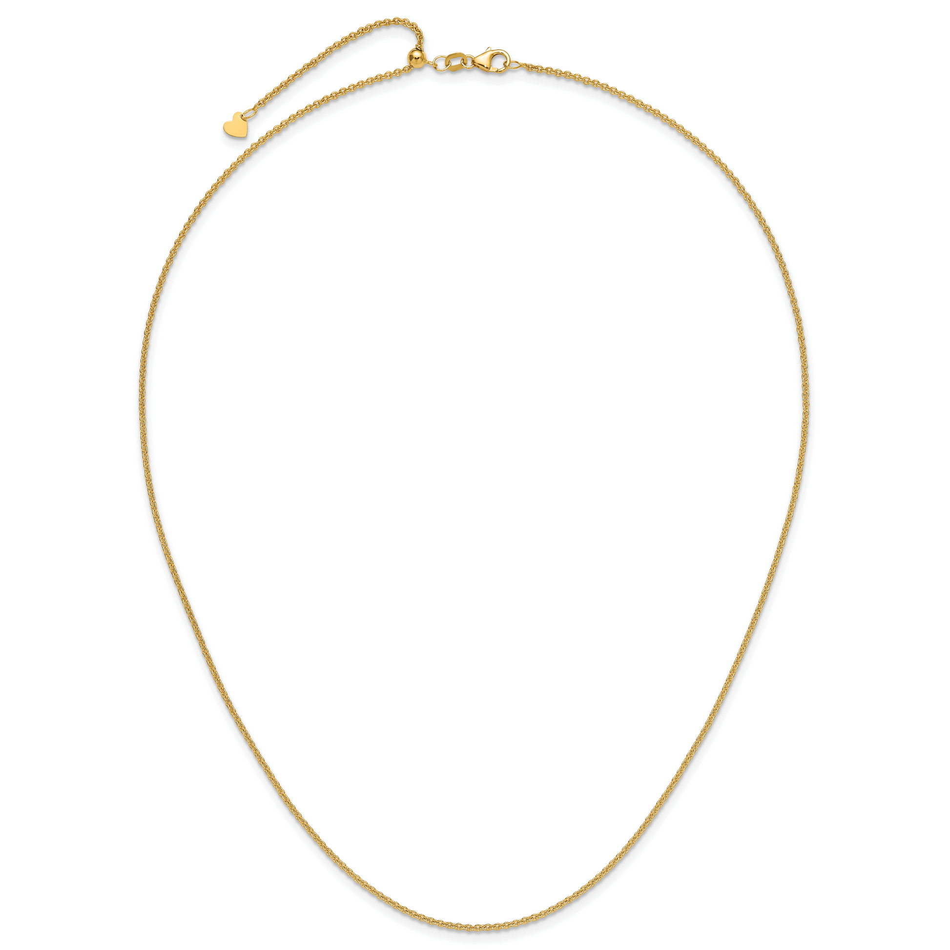 22 Inch 14K Yellow Gold Adjustable 1.65mm Round Cable Chain Necklace