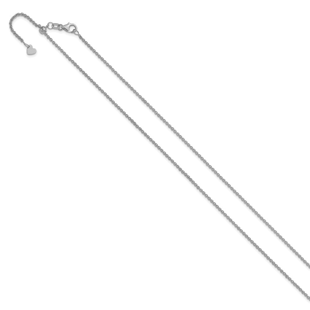 22 Inch 14K White Gold Adjustable 1.65mm Round Cable Chain Necklace