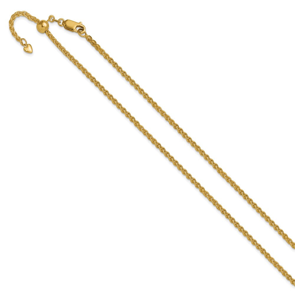 3 Inch 14K Yellow Gold Adjustable 2.5mm Semi Solid Spiga Chain Necklace