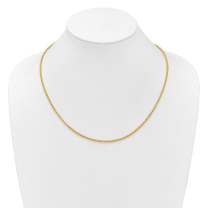 3 Inch 14K Yellow Gold Adjustable 2.5mm Semi Solid Spiga Chain Necklace