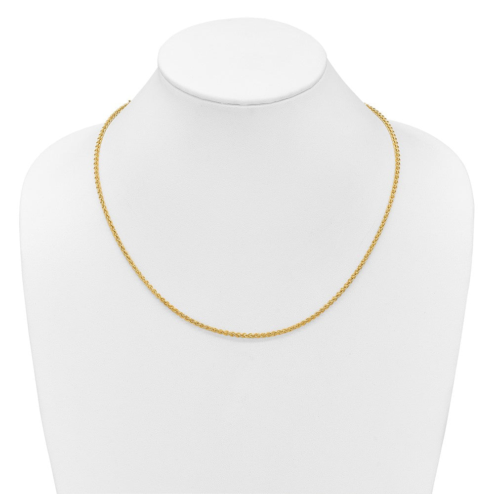 22 Inch 14K Yellow Gold Adjustable 2.5mm Semi Solid Spiga Chain Necklace