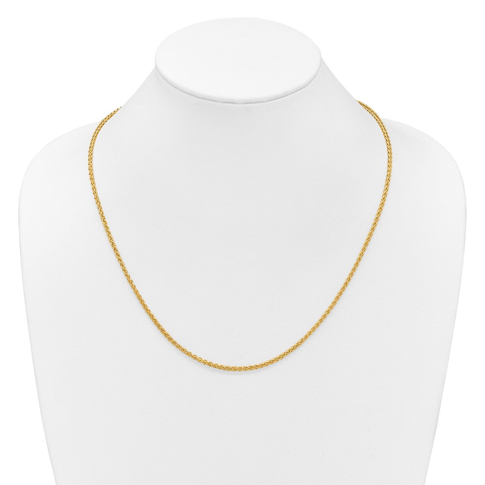 3 Inch 14K Yellow Gold Adjustable 2.5mm Semi Solid Spiga Chain Necklace
