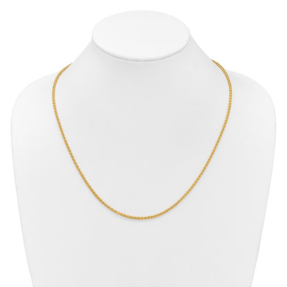3 Inch 14K Yellow Gold Adjustable 2.5mm Semi Solid Spiga Chain Necklace