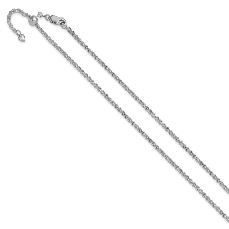 26 Inch 14K White Gold Adjustable 2.5mm Semi Solid Spiga Chain Necklace