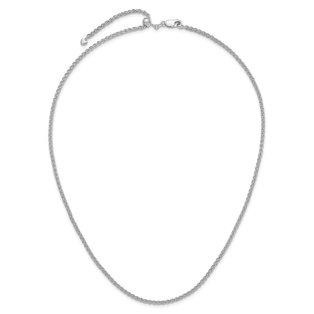 26 Inch 14K White Gold Adjustable 2.5mm Semi Solid Spiga Chain Necklace