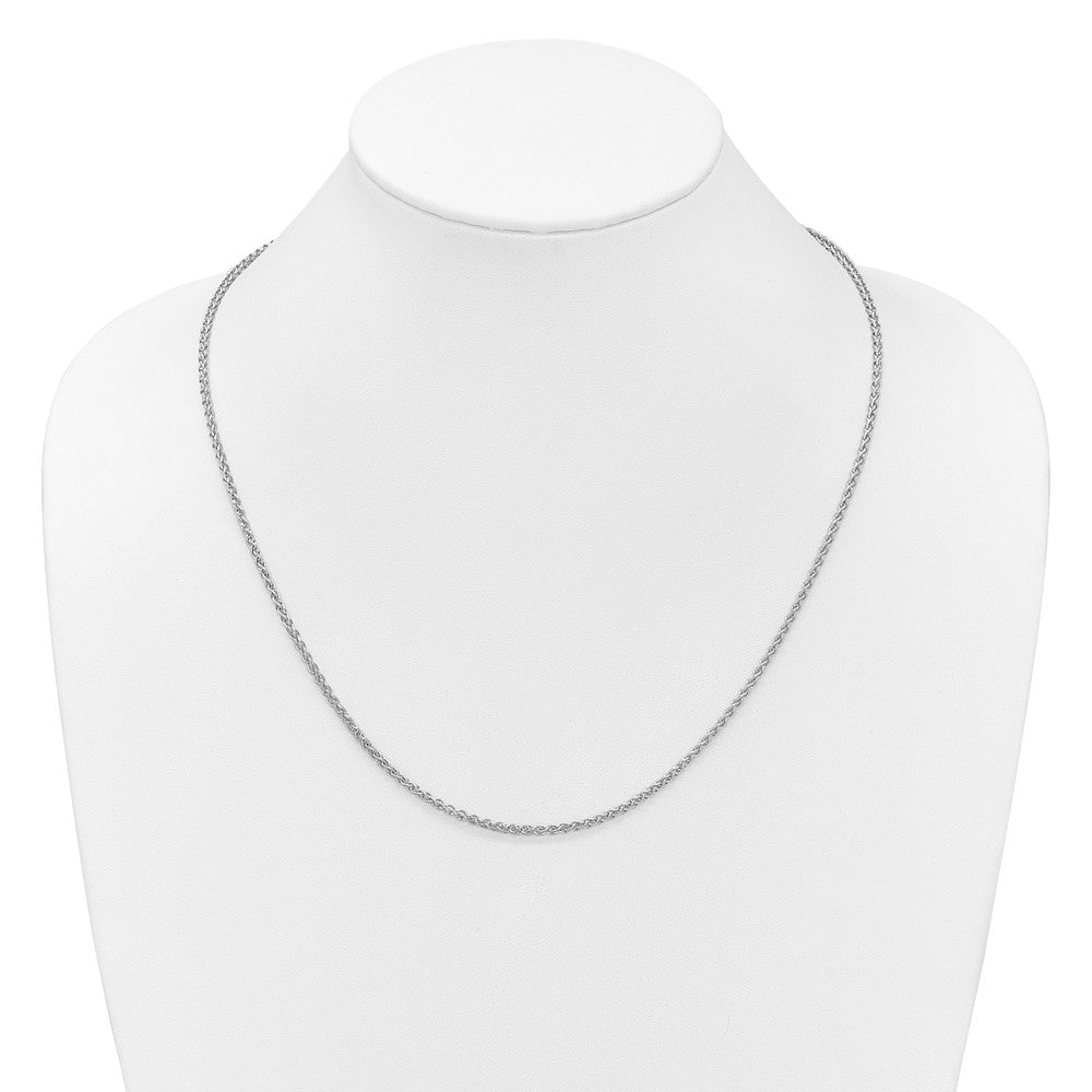 3 Inch 14K White Gold Adjustable 2.5mm Semi Solid Spiga Chain Necklace