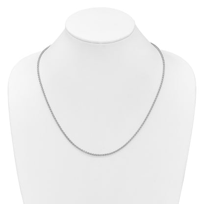 22 Inch 14K White Gold Adjustable 2.5mm Semi Solid Spiga Chain Necklace