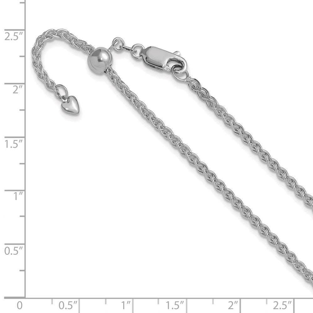 22 Inch 14K White Gold Adjustable 2.5mm Semi Solid Spiga Chain Necklace