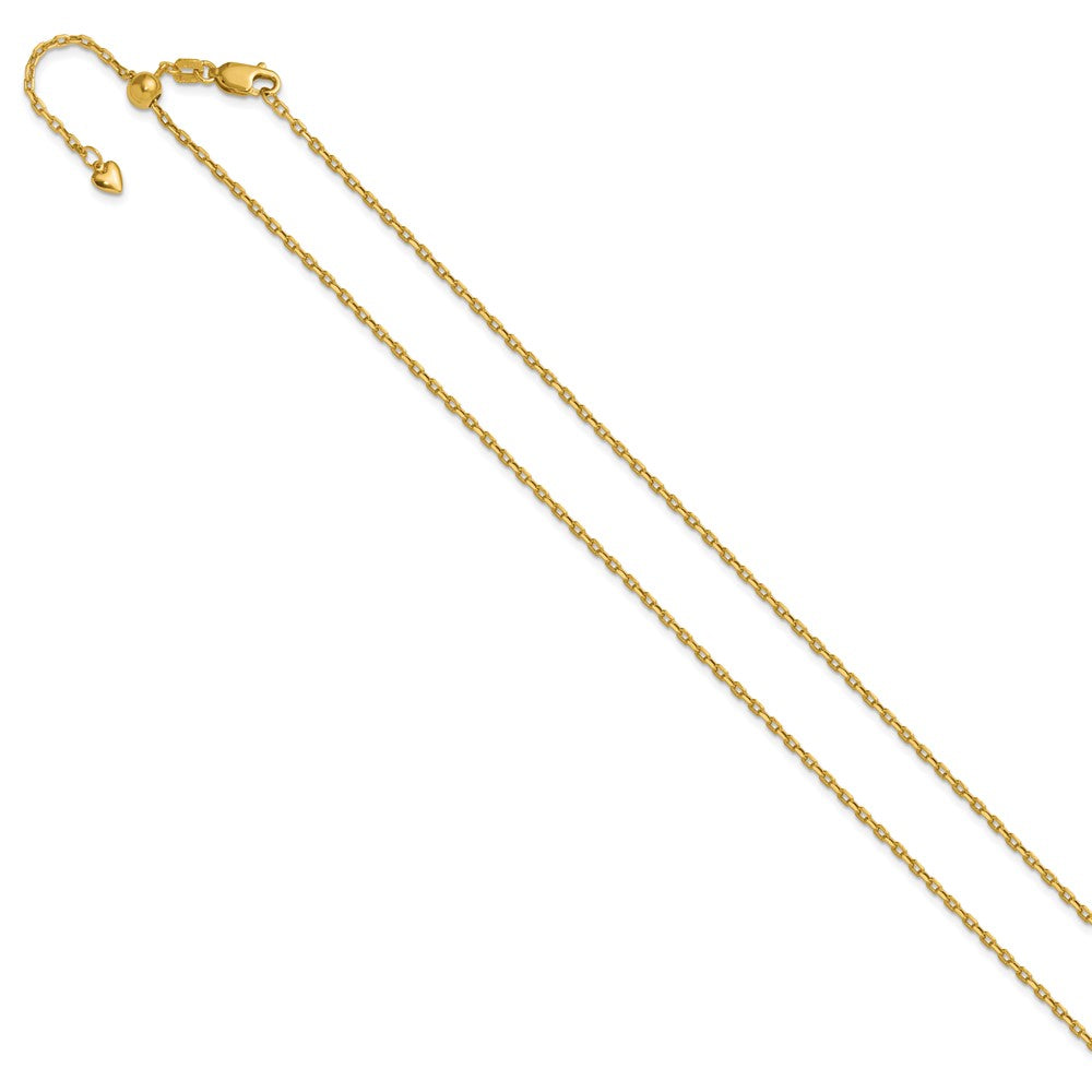 14K Yellow Gold Adjustable 1.65mm Semi Solid D/C Cable Chain Necklace