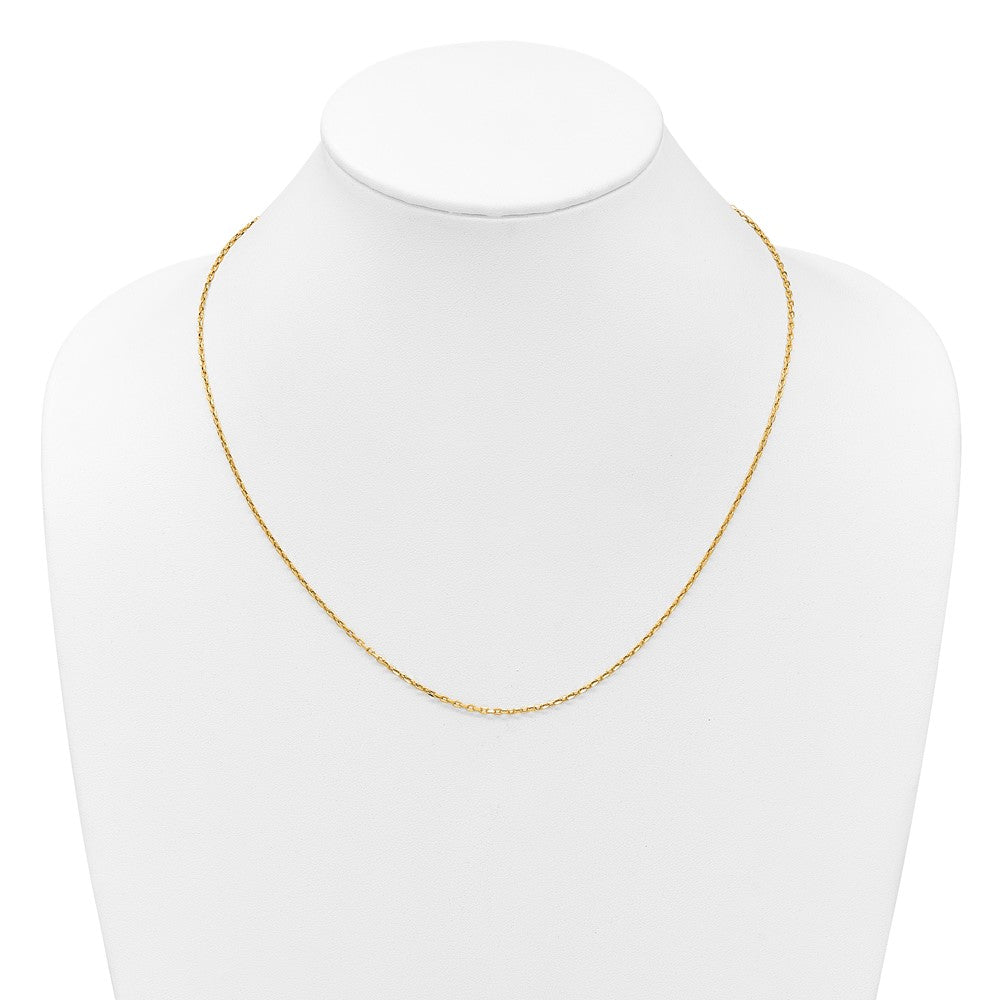 14K Yellow Gold Adjustable 1.65mm Semi Solid D/C Cable Chain Necklace