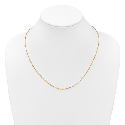 14K Yellow Gold Adjustable 1.65mm Semi Solid D/C Cable Chain Necklace