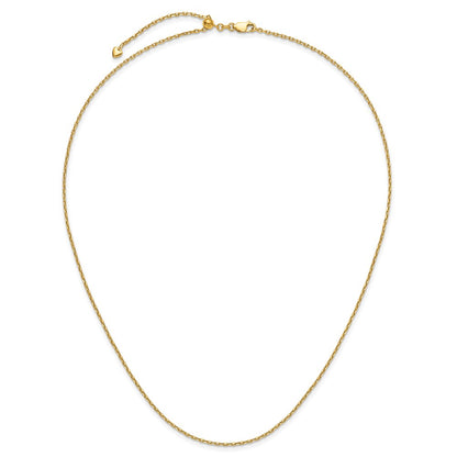 14K Yellow Gold Adjustable 1.65mm Semi Solid D/C Cable Chain Necklace