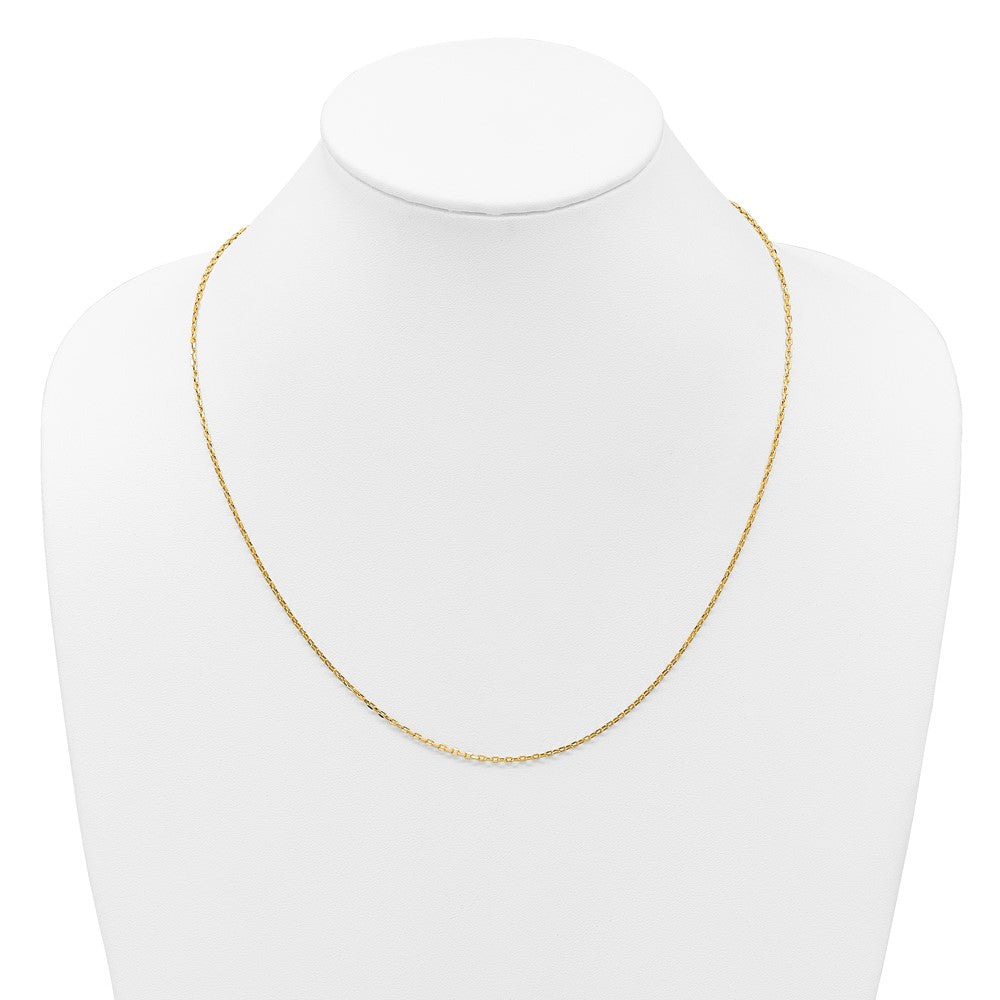 14K Yellow Gold Adjustable 1.65mm Semi Solid D/C Cable Chain Necklace