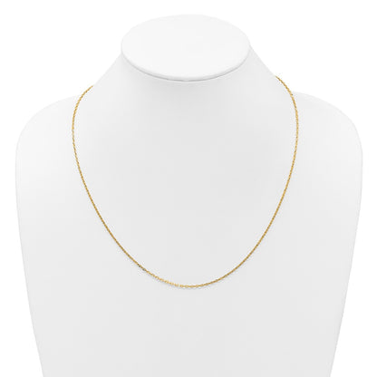 14K Yellow Gold Adjustable 1.65mm Semi Solid D/C Cable Chain Necklace