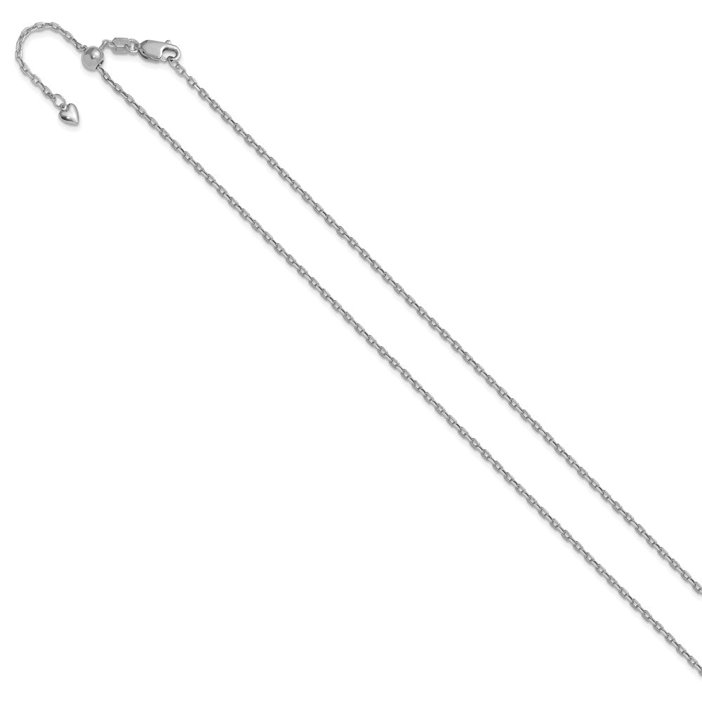 3 Inch 14K White Gold Adjustable 1.65mm Semi Solid D/C Cable Chain Necklace