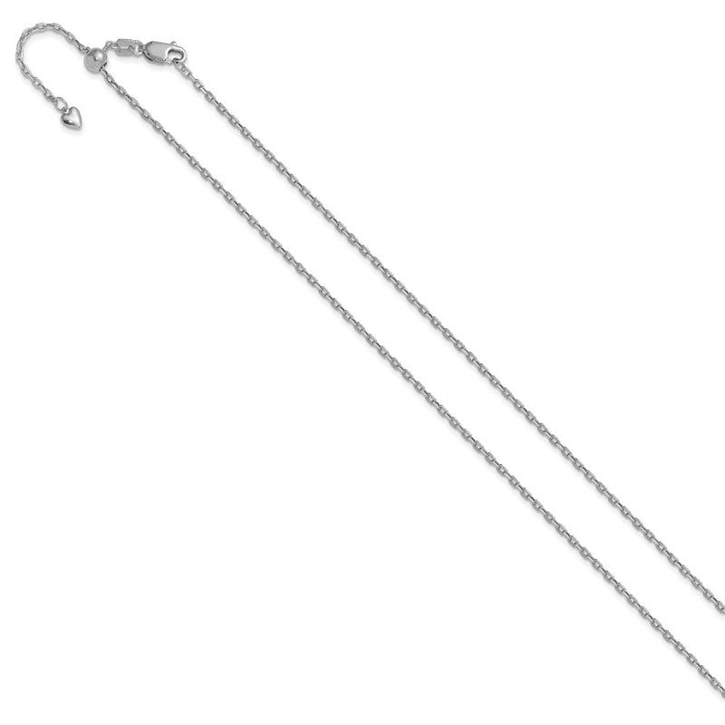 3 Inch 14K White Gold Adjustable 1.65mm Semi Solid D/C Cable Chain Necklace