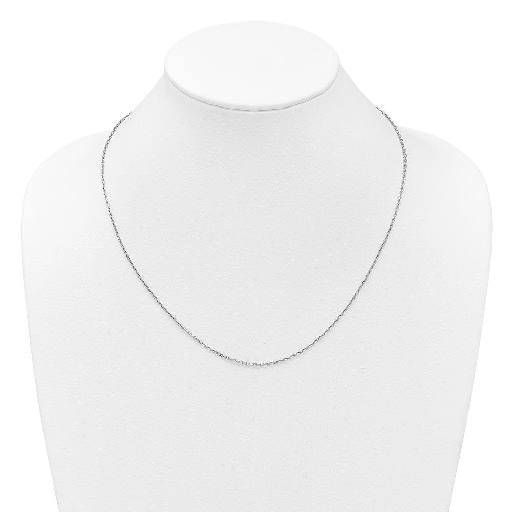 3 Inch 14K White Gold Adjustable 1.65mm Semi Solid D/C Cable Chain Necklace