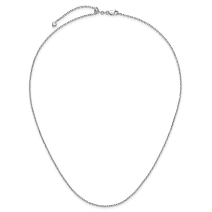 3 Inch 14K White Gold Adjustable 1.65mm Semi Solid D/C Cable Chain Necklace