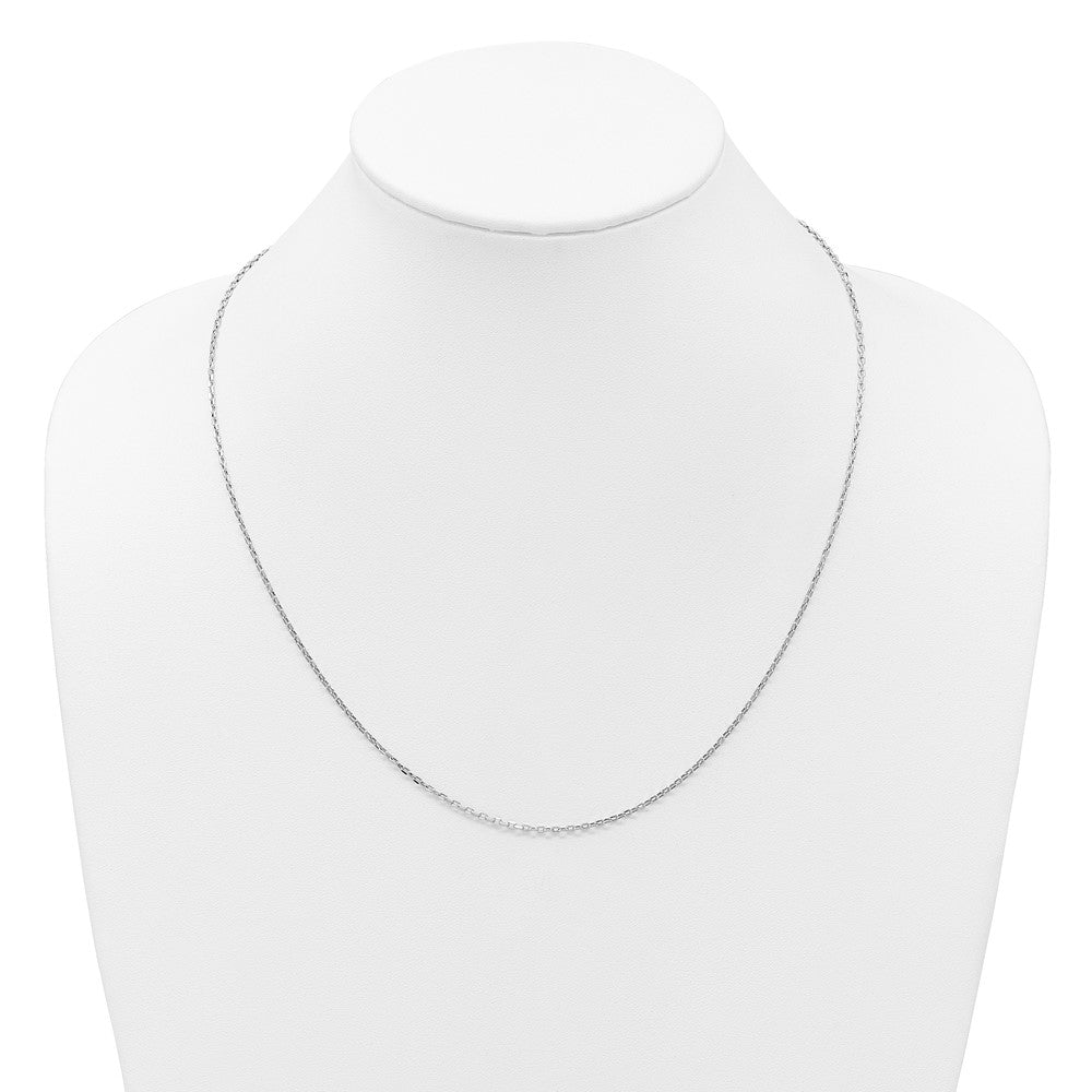 22 Inch 14K White Gold Adjustable 1.65mm Semi Solid D/C Cable Chain Necklace