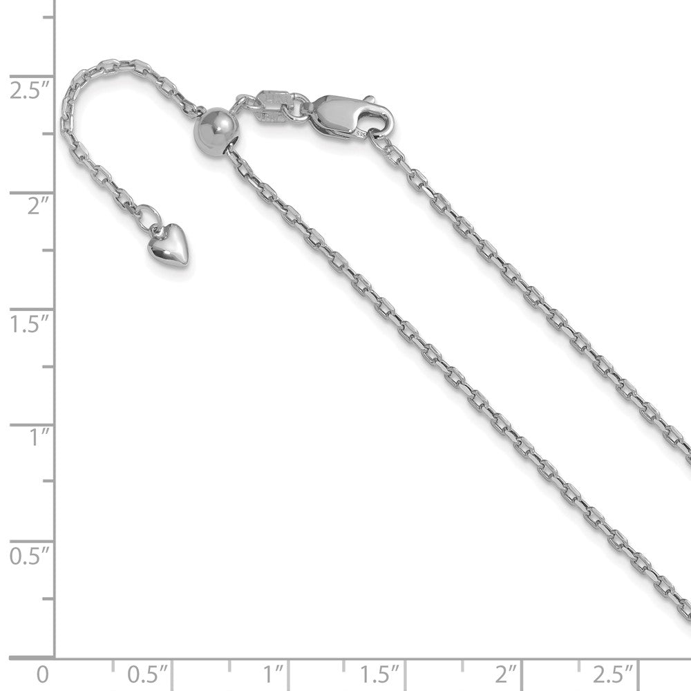 22 Inch 14K White Gold Adjustable 1.65mm Semi Solid D/C Cable Chain Necklace