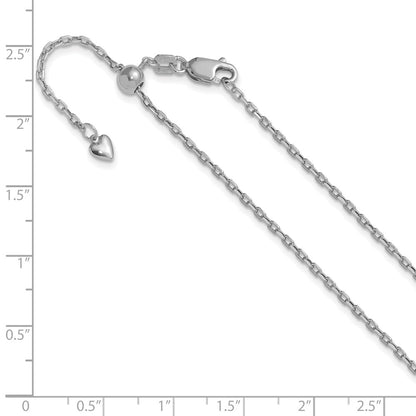 22 Inch 14K White Gold Adjustable 1.65mm Semi Solid D/C Cable Chain Necklace