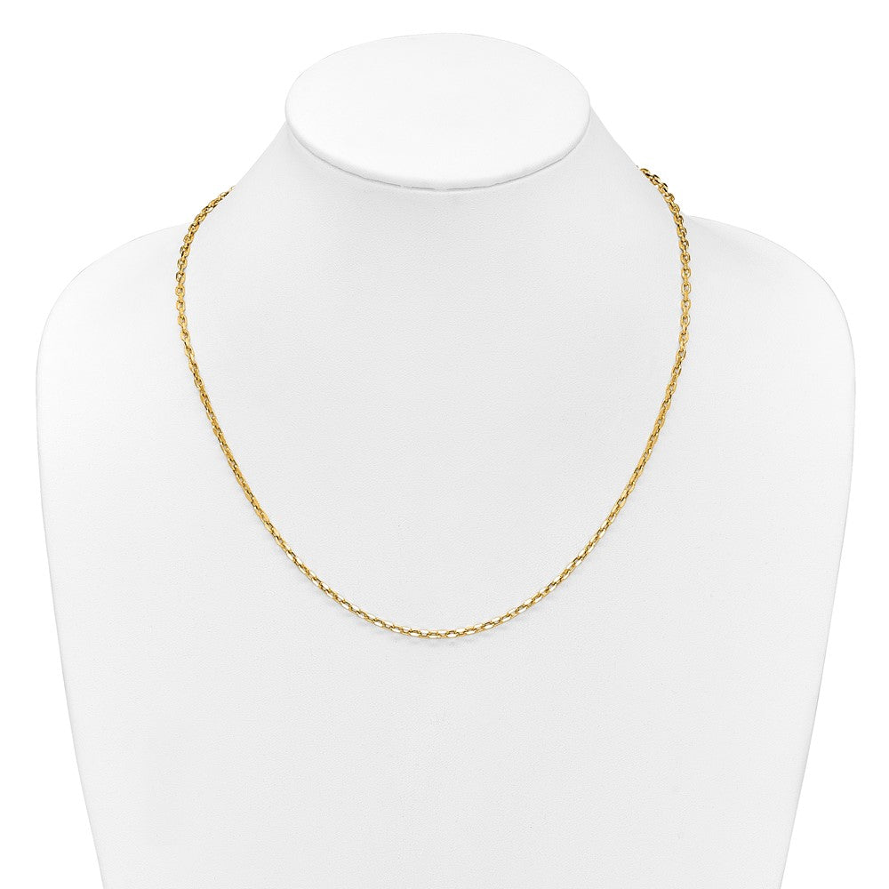 14K Yellow Gold Adjustable 2.75mm Semi Solid D/C Cable Chain Necklace