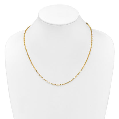 14K Yellow Gold Adjustable 2.75mm Semi Solid D/C Cable Chain Necklace