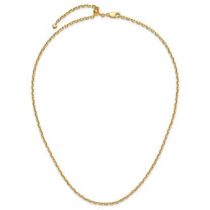 14K Yellow Gold Adjustable 2.75mm Semi Solid D/C Cable Chain Necklace