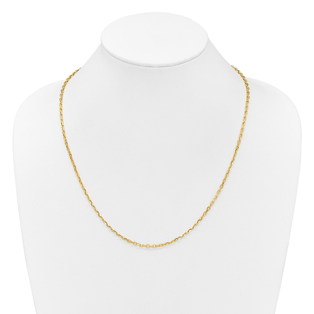 14K Yellow Gold Adjustable 2.75mm Semi Solid D/C Cable Chain Necklace