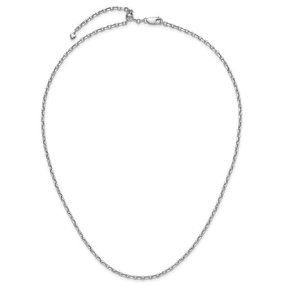 22 Inch 14K White Gold Adjustable 2.75mm Semi Solid D/C Cable Chain Necklace