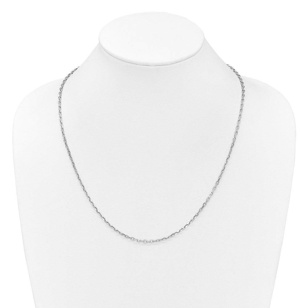 22 Inch 14K White Gold Adjustable 2.75mm Semi Solid D/C Cable Chain Necklace