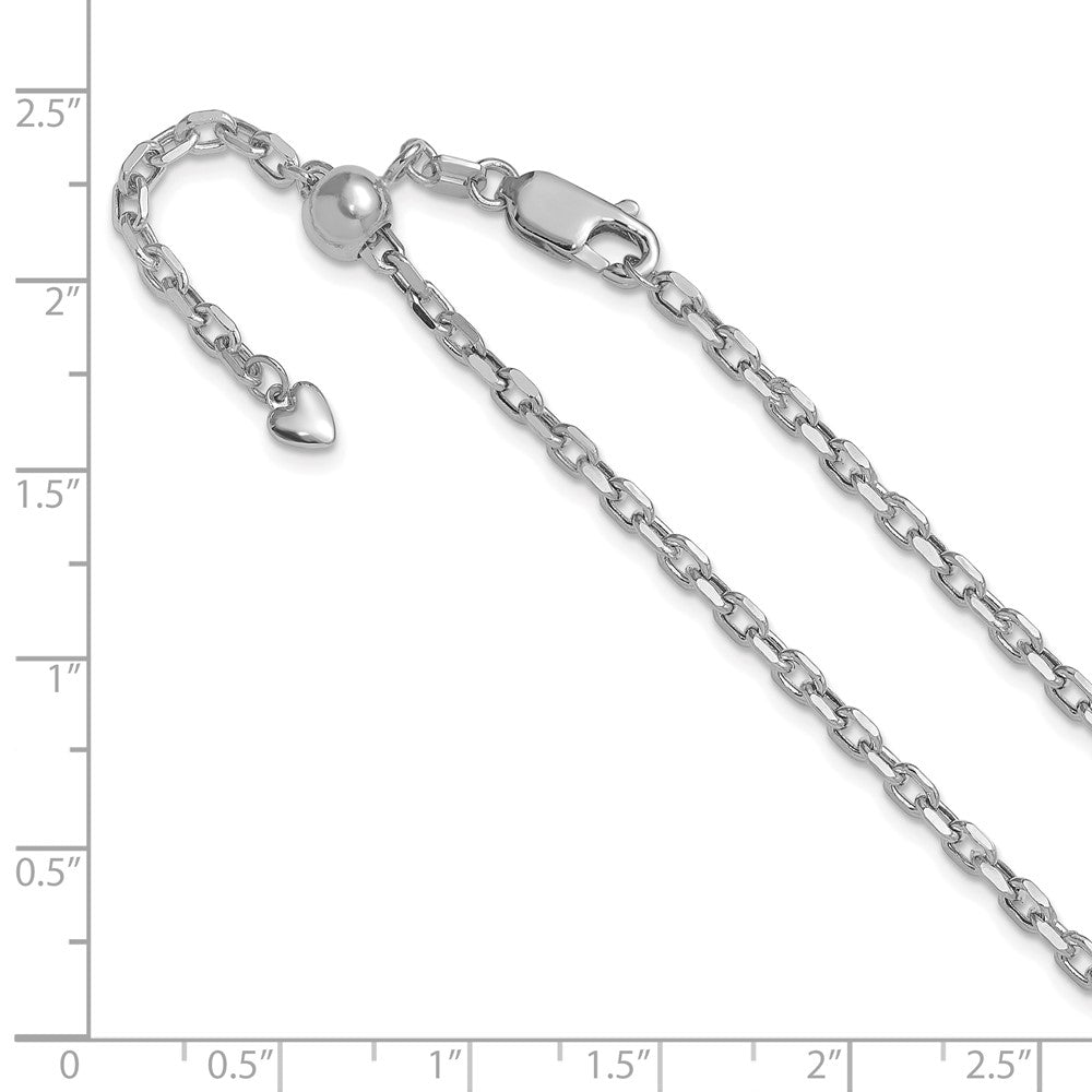 3 Inch 14K White Gold Adjustable 2.75mm Semi Solid D/C Cable Chain Necklace