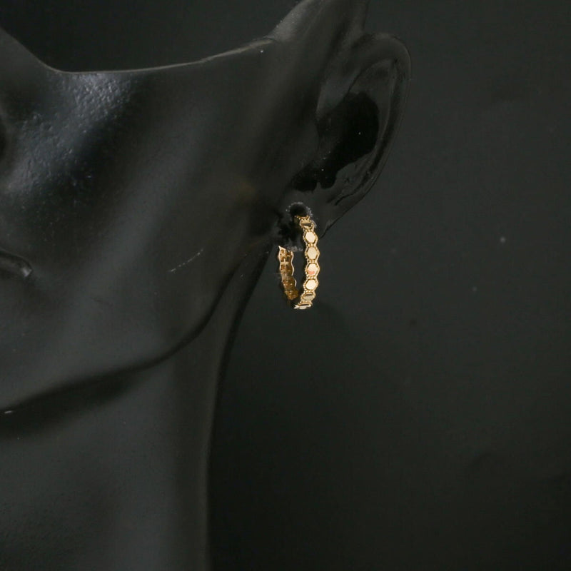 14K Yellow Gold Honeycomb Hoop Earrings